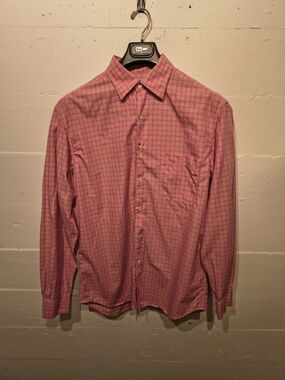 Ermenegildo Zegna Men’s M Pink Plaid Cotton Shirt Made in Italy